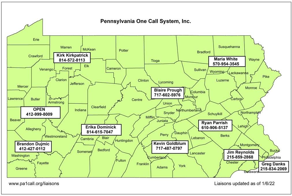 Liaison Regions Pennsylvania One Call System